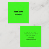 ネオングリーンブライトカラフルズ結婚イベントトレンディー コーリングカード (正面/裏面)