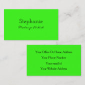 ネオングリーンブライトカラフルメイクアップアーティストサロンスパ 名刺 (正面/裏面)