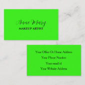ネオングリーンブライトカラフルメイクアップアーティストサロン 名刺 (正面/裏面)