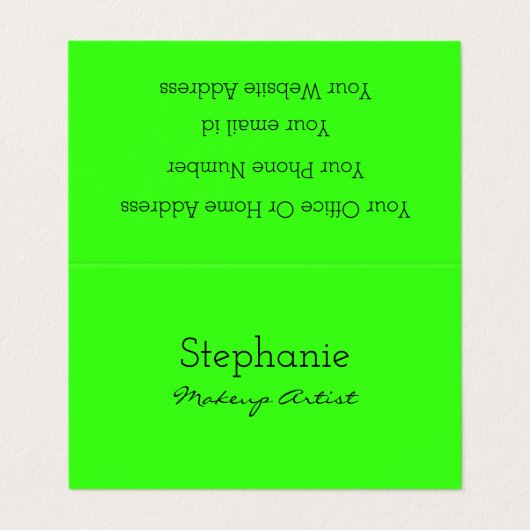 ネオングリーンブライトサロンカラフルスパ化粧家 名刺 (外部フラット)