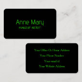 ネオングリーンブライトスクリプトメイクアップアーティストサロン2024 名刺 (正面/裏面)