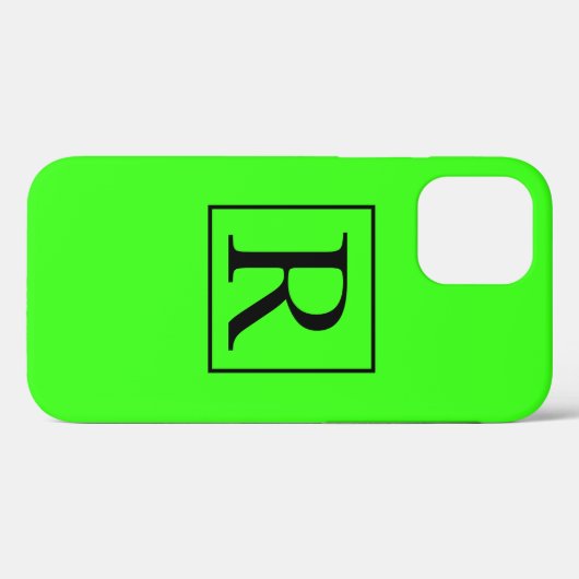 ネオングリーンブライ無地のトモカラフルノグラムイニシャル Case-Mate iPhoneケース (裏面 (横))