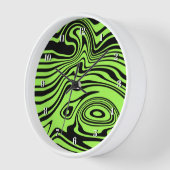 ネオングリーンブラックウェーブクロックストライプのカラーの選択 壁時計 (傾斜)