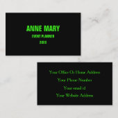 ネオングリーンブラックカスタムカラーウェディングモダンド 名刺 (正面/裏面)