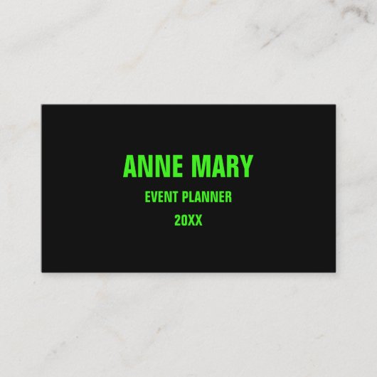 ネオングリーンブラックカスタムカラーウェディングモダンド 名刺 (正面)