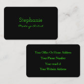 ネオングリーンブラックカスタムカラーメイクアップアーティストサロン 名刺 (正面/裏面)