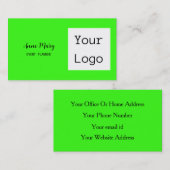 ネオングリーンブラックカスタム文字カラー写真あなたのロゴ 名刺 (正面/裏面)