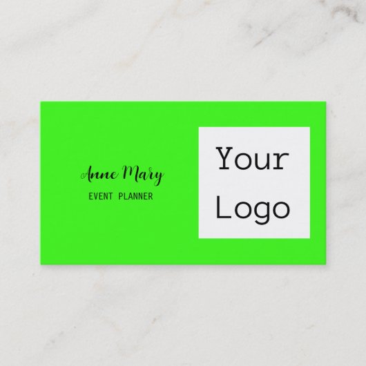 ネオングリーンブラックカスタム文字カラー写真あなたのロゴ 名刺 (正面)