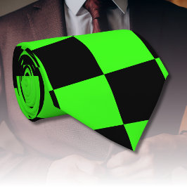 ネオングリーンブラックチェッ市松模様にカーボードヴィンテージ ネクタイ