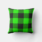 ネオングリーンブラックバッファロープレイドハロウィーン クッション (裏面)