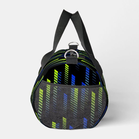 ネオングリーンブルー抽象芸術幾何学的ジムスポーツ ダッフルバッグ (右)