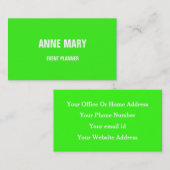 ネオングリーンホワイトブライトカラフル結婚式イベント 名刺 (正面/裏面)