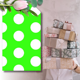 ネオングリーンホワイトラージ水玉模様 ギフトタグ