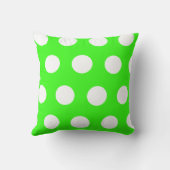 ネオングリーンホワイトラージ水玉模様 クッション (裏面)