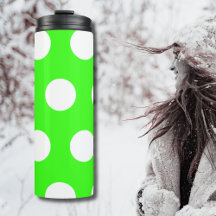 ネオングリーンホワイトラージ水玉模様