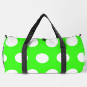 ネオングリーンホワイトラージ水玉模様 ダッフルバッグ (裏面)