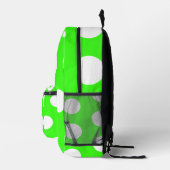 ネオングリーンホワイトラージ水玉模様 プリントバックパック (右)