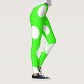 ネオングリーンホワイトラージ水玉模様 レギンス (右)