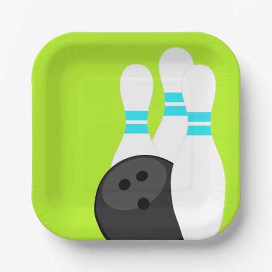 ネオングリーンボーリングパーティー紙プレート ペーパープレート (正面)