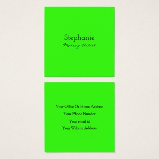 ネオングリーンメイクアップアーティストサロンブライトカラフル  (正面&裏面)