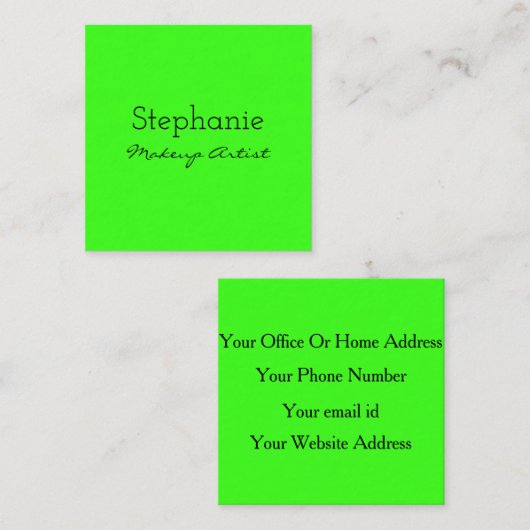ネオングリーンメイクアップアーティストサロンブライトカラフル  ロイヤリティカード (正面/裏面)
