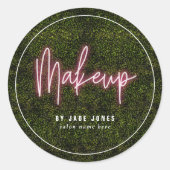 ネオングリーンメイクアップアーティストビジネス美容師 ラウンドシール (正面)