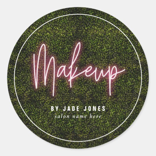 ネオングリーンメイクアップアーティストビジネス美容師 ラウンドシール (正面)