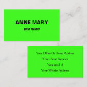 ネオングリーンモダンプロフェッショナルイベントマネージャークール 名刺 (正面/裏面)