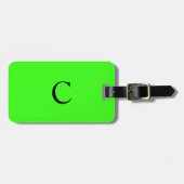 ネオングリーンモノグラムイニシャルギフト名前をカスタムするお願い ラゲッジタグ (正面横)