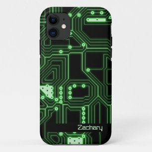 ネオングリーン回路基板 電話パーソナライズされたケース iPhone 11 ケース