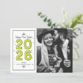 ネオングリーン幾何学タイポグラフィ2025年新年 シーズンカード (スタンド正面)