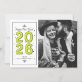 ネオングリーン幾何学タイポグラフィ2025年新年 シーズンカード (正面)