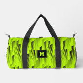 ネオングリーン抽象芸術幾何ストライプ体ジムスポーツ ダッフルバッグ (正面)