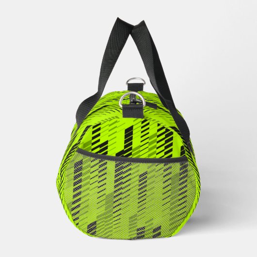 ネオングリーン抽象芸術幾何ストライプ体ジムスポーツ ダッフルバッグ (右)
