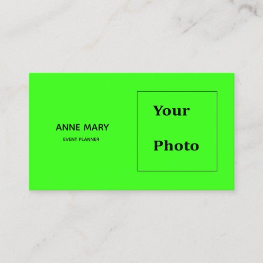 ネオングリーン明るいカラフルカスタムの写真の名前クール 名刺 (正面)