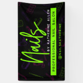 ネオングリーン爪、 ネイルネイルサロン標識 横断幕 (縦)