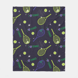 💚ネオングリーン私はテニスが大好き フリースブランケット