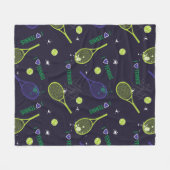 💚ネオングリーン私はテニスが大好き フリースブランケット (正面(横))