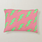 ネオングリーン稲妻ピンク背景Y2Kパターン アクセントクッション (裏面)