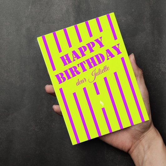 ネオングリーン薄紫ハッピーバースデーグリーティングカー