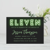 ネオングリーン11誕生日招待状 招待状 (スタンド正面)