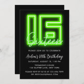 ネオングリーン15th誕生日招待状 招待状 (正面/裏面)