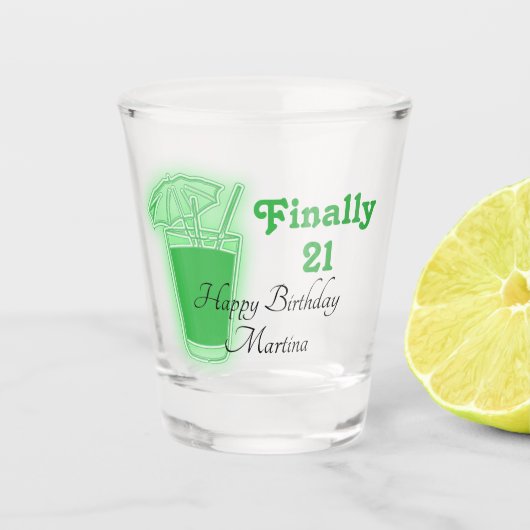 ネオングリーン21歳の誕生日 ショットグラス (正面)