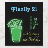 ネオングリーン21歳の誕生日 ワインラベル (シングルラベル)