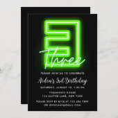 ネオングリーン3rd誕生日招待状 招待状 (正面/裏面)