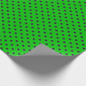 ネオングリーン&パープル水玉模様 ラッピングペーパー (角)