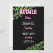 ネオングリーン&ピンク熱帯バチェロレッテ週末 招待状 (裏面)