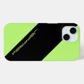 ネオングリーン&ブラック、1ストライプ人の、名前、ミニマル Case-Mate iPhoneケース (裏面 (横))