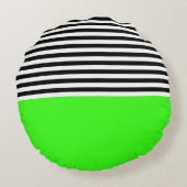 ネオングリーン(白黒ストライプ) ラウンドクッション (裏面)