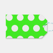 ネオングリーン 白 大きな水玉模様 ギフトタグ (正面(横))